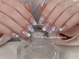 推しカラー水色マグネットネイル