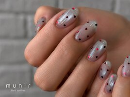 マグネット×水色ドットネイル