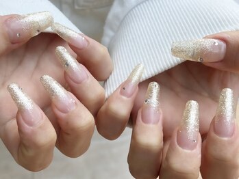 ラメグラ/シンプル/ベージュ