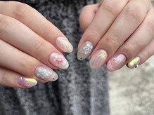 サクノネイル(SAKUNONAIL)/夏フラワーフレンチネイル