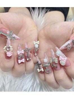ヒユ ネイル(Hiyu Nail)/最上級可愛さ！ピンク3Dアート