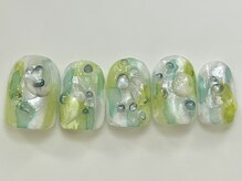 ネイルメゾン 天神店(NAIL MAISON)/緑つぶつぶインクもや夏¥7550