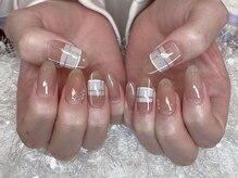 レアネイル 新宿(le'a nail)/ベージュチェックデザイン