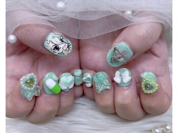 アリーズ(Allies)/痛ネイル　緑　メンカラ