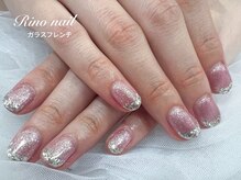 リノ ネイル(Rino nail)/キラキラガラスフレンチ　70631
