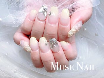 ミューズネイル(muse nail)/ぷっくりフラワー×グラデネイル