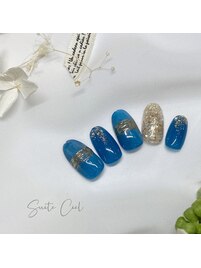 夏！なブルーニュアンスネイル