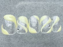 ネイルメゾン 天神店(NAIL MAISON)/黄色ラメうねうね夏￥7500