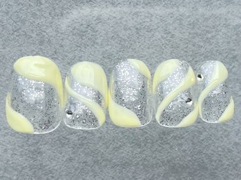 ネイルメゾン 天神店(NAIL MAISON)/黄色ラメうねうね夏¥7500