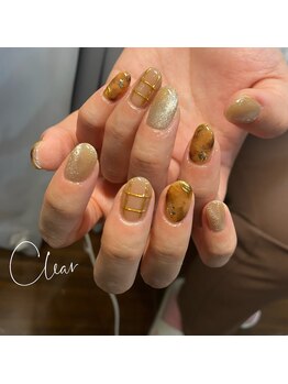 クリア(Clear)/秋ネイル