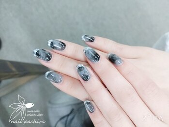ネイルパキラ(nail pachira)/マーブル×ミラーフレンチ