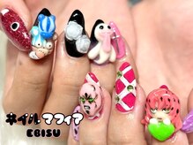 ネイルマフィア 恵比寿(NAIL MAFIA)/キャラ3D/手描きアート