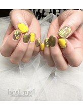ヒールネイル(heal nail)/yellow×ミモザnail.