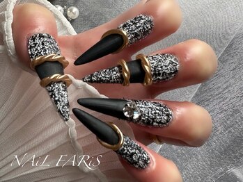 ネイルファリス(NAiL FARiS)/ブラックツイードリングネイル