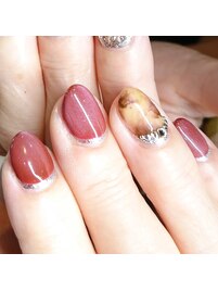 マーブル　チーク　ボルドー