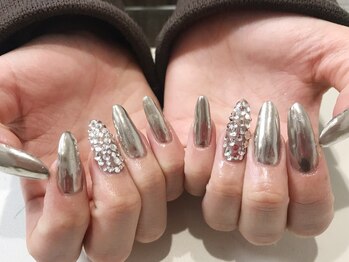 オープンジョー(open-jaw)/ミラー×敷き詰めネイル