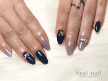 ヒールネイル(heal nail)/navy×graige×shell×ring～