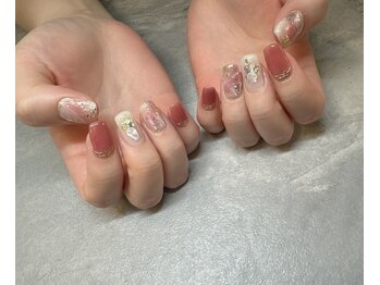 ピンク大理石ネイル☆