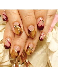 マーブル　ハート　ボルドー