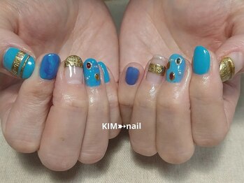ケイアイエムネイル(KIM nail)/arabian×turquoise blue