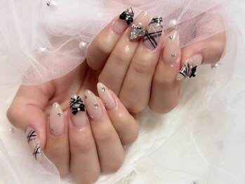 リボンネイル　韓国ネイル