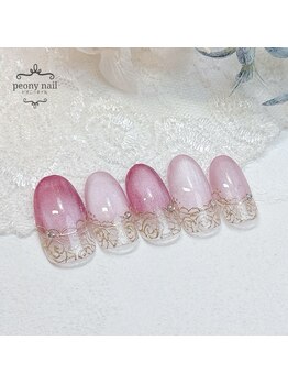 ピオニーネイル(peony nail)/11月新作　ローズレース