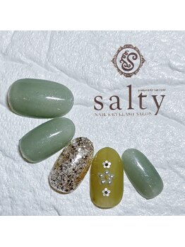 ネイルアンドアイラッシュサロン ソルティ 寺田町(salty)/ホロ花デザイン