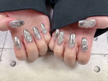 ネイル ビューティーマジック 葛西本店/シルバーミラーネイル