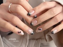 アントレッド(entraide)/黒ドットフレンチ×リボンネイル
