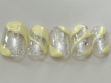 ネイルメゾン 天神店(NAIL MAISON)/黄色ラメうねうね夏¥7550