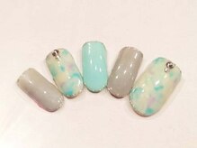 ナチュレ 那覇店(NATURE)/ブルーグリーンワンカラーアート