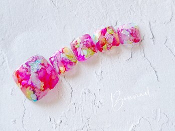 ボネール(nail ＆ eyelash Bounail)/インク ニュアンス フット 水彩