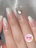 【HAND/￥4900】ワンカラー＋2本ストーン埋め尽くし[新大久保/パラジェル]