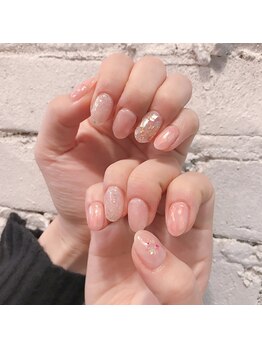 アティックネイルアトリエ(attic nail atelier)/ふんわり押し花ニュアンス★