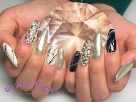 スクエア☆大理石ネイル