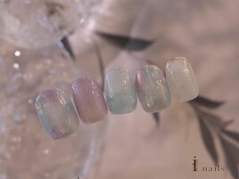 紫陽花水滴ちゅるん雨ネイル