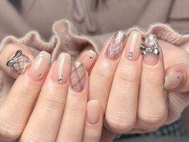 リポンパーツ・チェックネイル