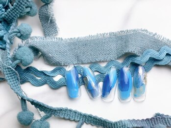 ネイルサロン&スクール ジーナ(GINA)/ブルー系塗りかけネイル