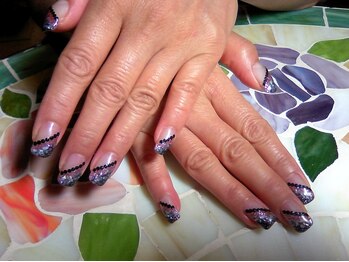 シェル＆ラメ＆ストーンフレンチ