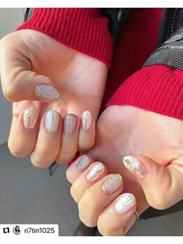 ユージューネイルルーム(UJU nail room)/ホワイトオーロラネイル