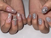 ハチイチイチサン(8113)/アイスブルー　ピンク　ネイル