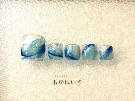 ビー玉ネイル　夏色フットネイル