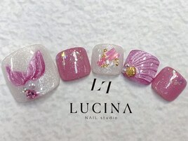 W-9 ピンク人魚のしっぽネイル