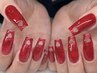 ハートパンチ チップ長さ出し12980円（Heart cutout gel tip extension）