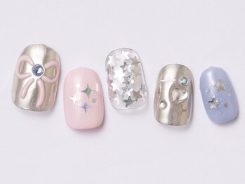アイ ネイルズ 天神店(I nails)/キラキラリボン　