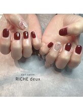 リッシュ ドゥ(RICHE deux)/ボルドー×手書きリボン