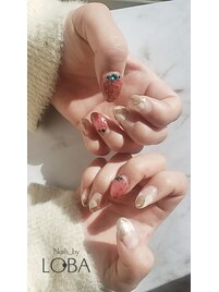 ぷっくりいちごマグネットネイル