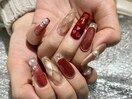 ボルドー×ハートネイル