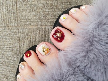 シュガーネイル(sugar nail)/クリスマスフットネイル