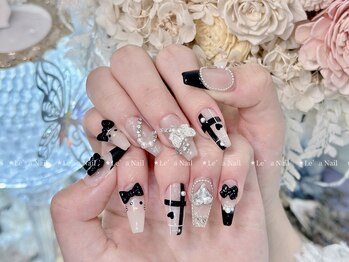 レアネイル 渋谷店(Le’a nail)/黒チェック★kittyネイル